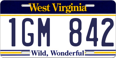 WV license plate 1GM842