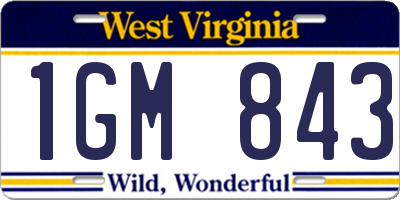 WV license plate 1GM843