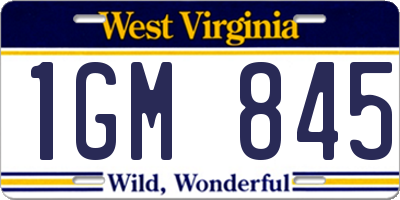 WV license plate 1GM845