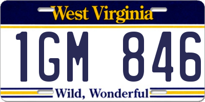 WV license plate 1GM846
