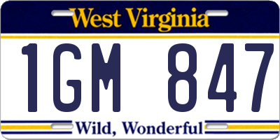 WV license plate 1GM847