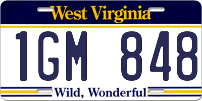 WV license plate 1GM848