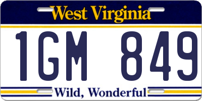 WV license plate 1GM849
