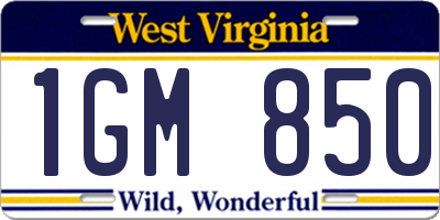 WV license plate 1GM850