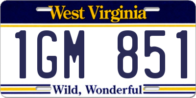 WV license plate 1GM851