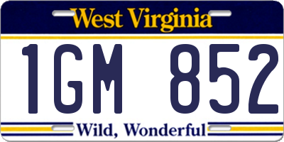 WV license plate 1GM852