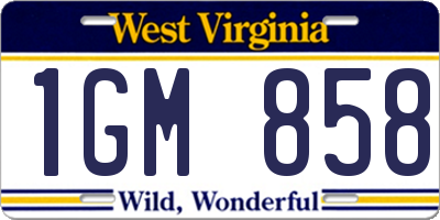 WV license plate 1GM858