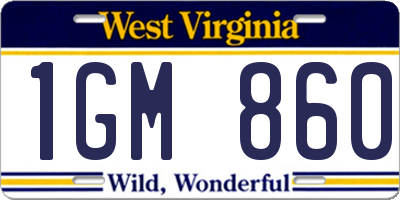 WV license plate 1GM860