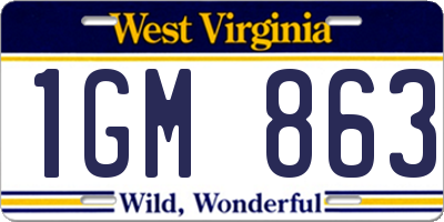 WV license plate 1GM863