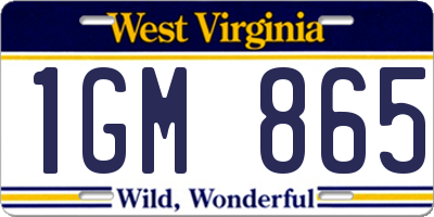 WV license plate 1GM865