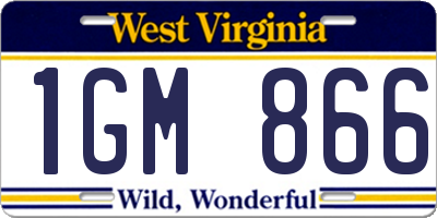WV license plate 1GM866