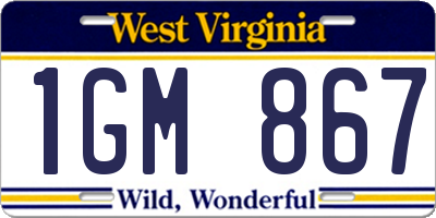WV license plate 1GM867