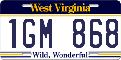 WV license plate 1GM868