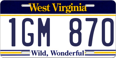 WV license plate 1GM870