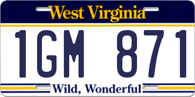 WV license plate 1GM871