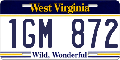 WV license plate 1GM872
