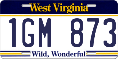 WV license plate 1GM873