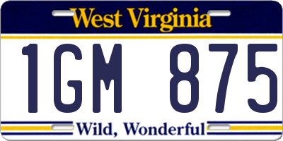 WV license plate 1GM875