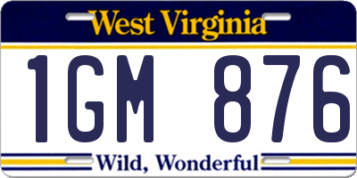 WV license plate 1GM876
