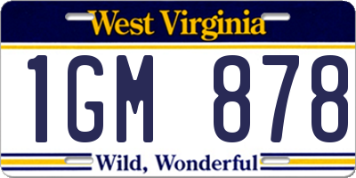WV license plate 1GM878