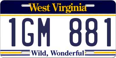 WV license plate 1GM881