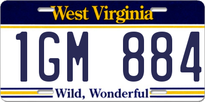 WV license plate 1GM884