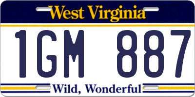 WV license plate 1GM887