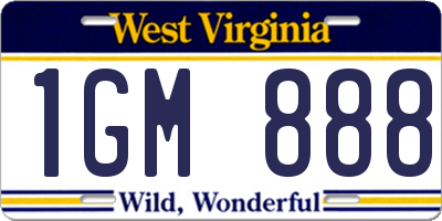 WV license plate 1GM888