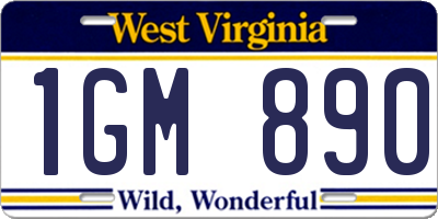 WV license plate 1GM890
