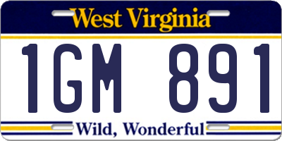 WV license plate 1GM891