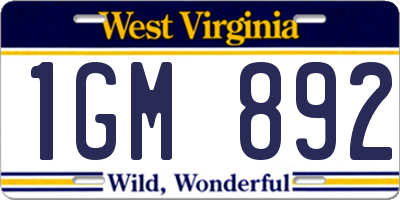 WV license plate 1GM892