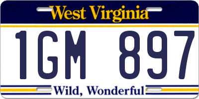 WV license plate 1GM897