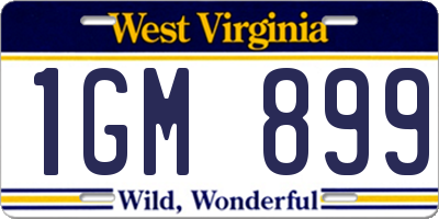 WV license plate 1GM899