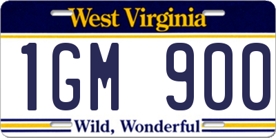 WV license plate 1GM900