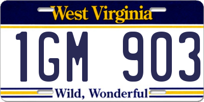WV license plate 1GM903