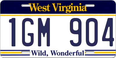 WV license plate 1GM904