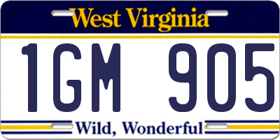 WV license plate 1GM905