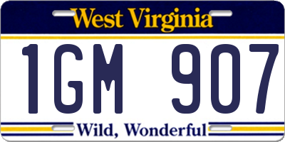 WV license plate 1GM907
