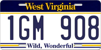 WV license plate 1GM908
