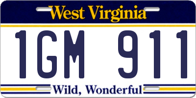WV license plate 1GM911
