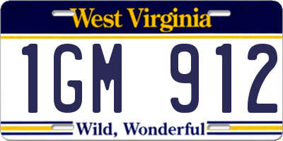 WV license plate 1GM912