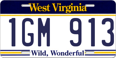 WV license plate 1GM913