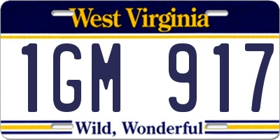 WV license plate 1GM917