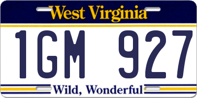 WV license plate 1GM927