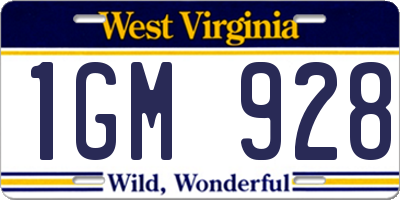 WV license plate 1GM928