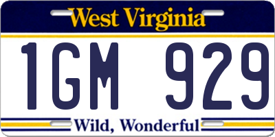 WV license plate 1GM929