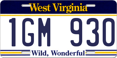 WV license plate 1GM930