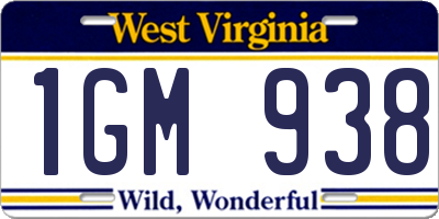 WV license plate 1GM938
