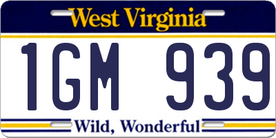 WV license plate 1GM939