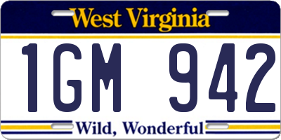 WV license plate 1GM942